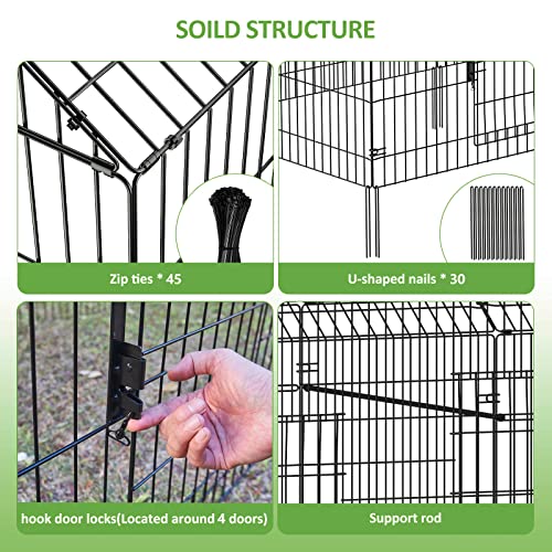 INJOPEXI Metal Chicken Coop 130"×40"×39" Chicken Runs for Yard with Cover Chicken Playpen Enclosure Chicken Pen Kennel Duck Coop Cage for Outdoor Backyard Farm Rabbit Dog Cat Small Animal Poultry