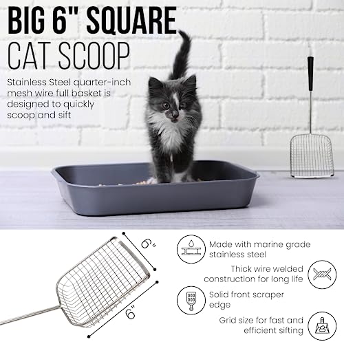 Sand Dipper Starter Kit – 6” Stainless Steel Poop Scooper & 50 Odor-Sealing Litter Bags for Cats, Chickens, and Farm Use