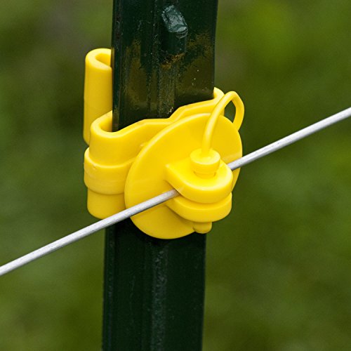 Zareba T-Post Pin-Lock Insulators for Electric Fences - Yellow, 25 Pack, ITPLY-Z - Includes 25 Insulators - Secure Hold, Easy to Release - size: 25 Pack