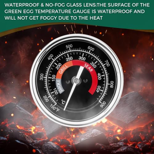 BBQ Grill Temperature Gauge Waterproof Large Face for for Big Green Egg,3.3" Grill Temperature Gauge for Big Green Egg Accessories 150-900°F Cooking Thermometer (3.3" for BGE) - size: 3.3" for BGE