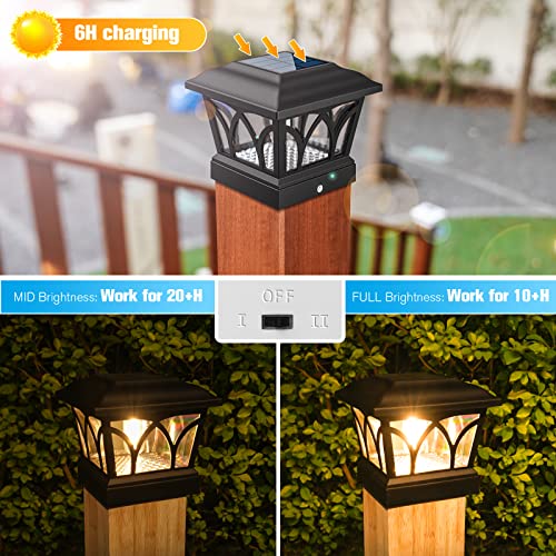 VOLISUN Solar Fence Post Cap Lights, Edison LED 2 Modes 4Pack,Slate Black | Solar powered lights fit 4x4/6x6 posts, ideal for garden, deck, mailbox, yard & porch outdoor decoration - color: Black, size: 4 pack