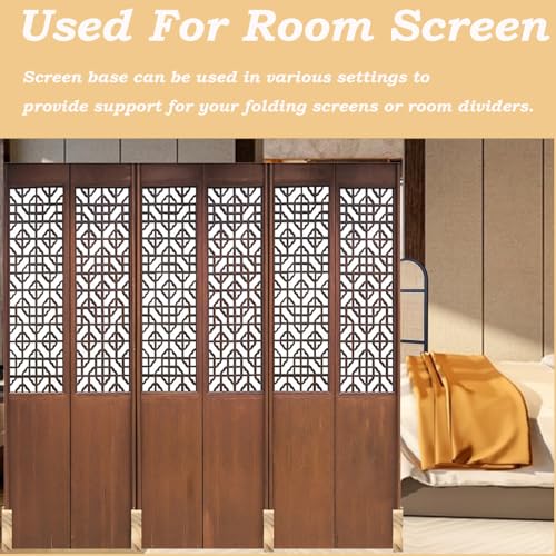 4pcs Wooden Folding Room Divider Stand with Screws,Room Divider Screen Holder Feet Partition,Folding Privacy Screen Holder for Hotel Home Office (Wood) - color: Wood