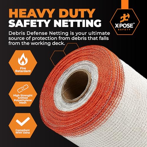 Xpose Safety Debris Netting for Construction | 8.5’ x 150’, 1/6" Mesh Scaffold Safety Net, Temporary Material Roll, Visibility Fence, Heavy-Duty Fire Retardant, White - color: White, size: 8.5' X 150' – 1/16" Mesh