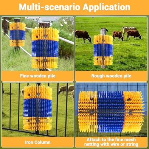 2PCS Livestock Scratching Brush,Extra Large Size Livestock Scratching Brush, Massage Grooming Kit for Cattle, Sheep, Pig, Animal Back Scratching & Itch Relief, Blue-Yellow - color: Blue-Yellow