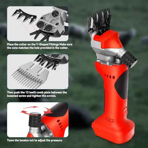 Cordless Electric Sheep Shears, Professional Heavy Duty Shearing Clippers 550W Brushless Motor 2800RPM Animal Grooming Clippers Farm Livestock Haircut Trimmer for Ma-kita 18-21V Batteries (Tool Only)