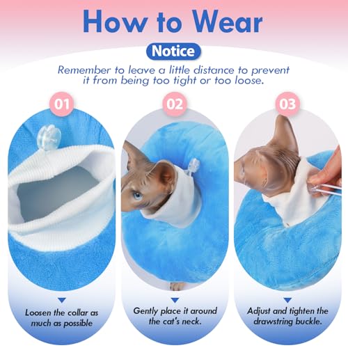 Cat Cone Collar Soft, Adjustable & Lightweight Kitten Elizabethan e Collar to Stop Licking After Surgery, Ideal for Wound Recovery, Durable & Machine Washable, Blue Small - color: Blue, size: Small(Neck:5.9")