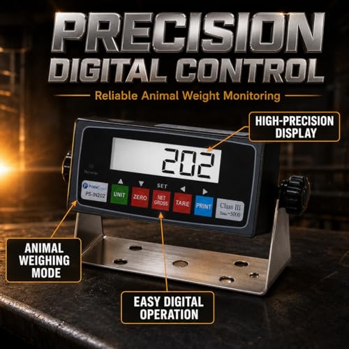 Livestock Weigh Beam Scale 10000lb Capacity with PS-IN202 Indicator, Heavy Duty Livestock Scale for Cattle, Hogs, Goats, Sheep, Chutes, Alleys, and Cage Weighing(36") - size: 36"