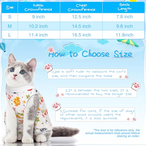Kacctyen 6 Pack Cat Recovery Suit After Surgery Anti Licking | 6 Pack Cat Recovery Suit After Surgery Anti Licking,Animal,Medium - size: Medium, style: Animal