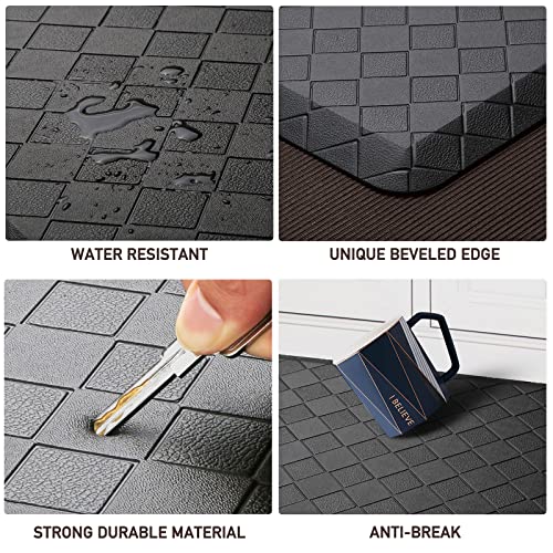 HappyTrends Kitchen Mat Cushioned Anti-Fatigue Kitchen Rug,17.3"x39",Thick Waterproof Non-Slip Kitchen Mats and Rugs Heavy Duty Ergonomic Comfort Rug for Kitchen,Floor,Office,Sink,Laundry,Black | Thick,Soft and Waterproof Non-Slip Mats and Rugs Heavy Duty