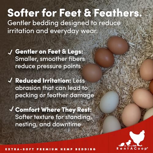RentACoop Premium Hemp Bedding for Chickens, Rabbits, Horses - 300L (30lbs) | Super Absorbent, Low Dust, Natural Odor Control for Chicken Coops, Nest Boxes, Small Animals, Reptiles & Horses