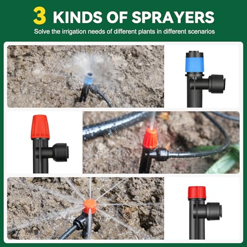Drip Irrigation System for Garden, 2026-Upgraded Quick Connect Garden Watering Kit All-in-One with 1/2 inch 1/4 inch Irrigation Tubing for Garden, Lawn, Greenhouse, Raised Beds (233FT) - size: 233FT