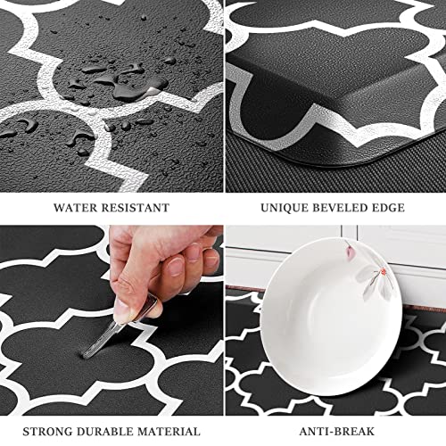 WISELIFE Kitchen Runner Rugs Anti-Fatigue mats, 17.3" x 39", 4/5 Inch, Black - color: Stylish Black, size: 39"L x 17.3"W x 0.8"Th