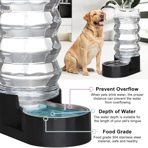 RIZZARI 9L Filtered Dog Water Dispenser: Large Capacity Multi Pet Solution | No Power Needed/Dishwasher-Safe/BPA-Free/Spill-Resistant/ For Multi-Dog Homes/Garage/Balcony - color: Pure Black, size: 9L