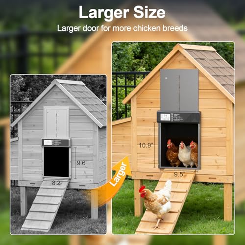 Large Automatic Chicken Coop Door Solar Powered with Timer & Light Sensor | 4000MAh Internal Battery, Automatic Coop Door with Remote & Anti-Pinch Function, Automatic Chicken Door Made of Al-Alloy - color: Grey