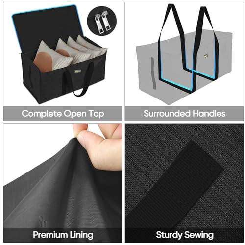 BALEINE Extra Large Storage Tote with Zippers & Carrying Handles, Heavy-Duty Oxford Fabric Moving Bags for Laundry, Space Saving, Storage, Charcoal Black, 1-Pack - color: Black, size: 1-Pack
