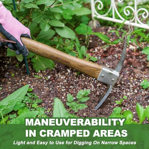 Haliaeetus Pick Axe, Stainless Steel Mattock, Garden Pick with Wood Handle | with Sharp Pick and Cutting Edge for Breaking up Heavy Clay Soil, and Removal of Difficult Weeds, for Digging, Loosening Soil