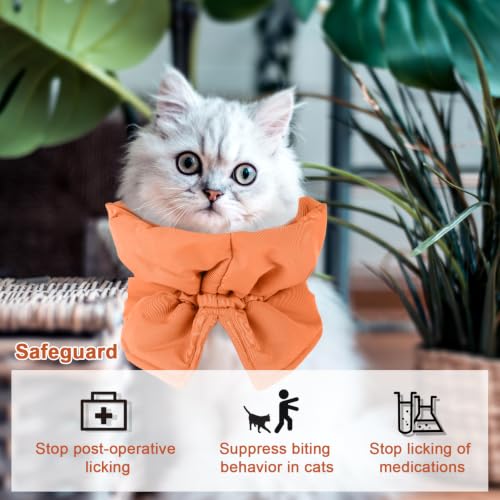 BOXOB Cat Cone Collar, Adjustable Pet Recovery Collar (Orange) | Adjustable Recovery Collar Lightweight Waterproof & Soft Cat Recovery Suit Avoid Licking Wounds for Cats & Dogs - color: Orange