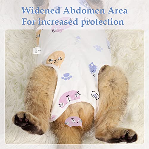 ANWA 2 Pack Cat Recovery Suit - Breathable Cat Onesie for Cats After Surgery Female, Kitten Surgery Recovery Suit Female Abdominal Wounds - color: Kitten + Candy, size: Small
