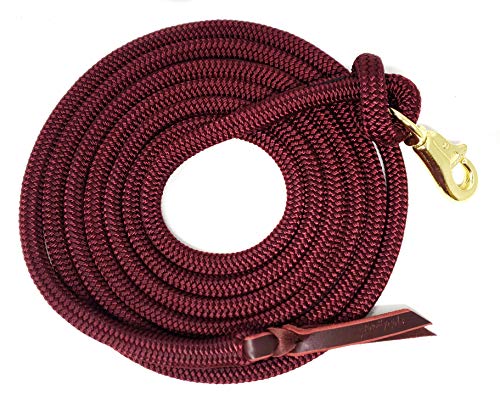 Double Braid Lead Rope with Eye Splice Loop, 12-14FT Lengths (Burgundy, 14 ft.) - color: Burgundy, size: 14 ft.
