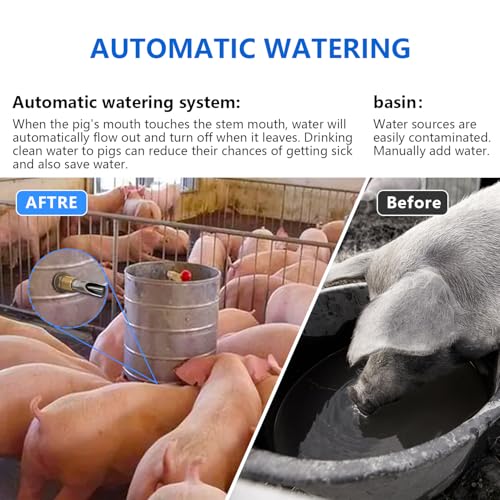 Pig Waterer Nipple 5 PCS Automatic Pig Nipple Drinkers with 5 Pcs Brass Water Tank Connector 1Pcs Hole Opener Pig Waterer Feeder Systems Kit for Hog Pig Goats Swine Piglets Drinking