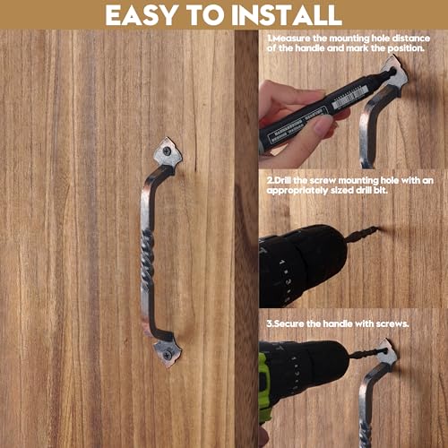 AddGrace 2 Pack Gate Handles for Wooden Gates with Screws 160mm/6 Copper | Durable Solid Steel, Matte Coating, Barn Door Handles, for Garden Gate Shed Wooden Fences, Closet, Wardrobes, Drawer, Rustic - color: Copper