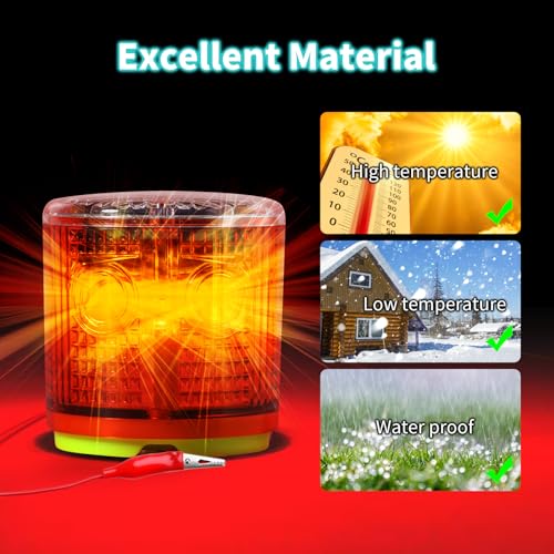 Electric Fence Idicator Light, Briidea Solar Fence Alarm with Light Transmission to 1/2 Mile, Ensure The Normal Operation of The Electronic Fence to Prevent The Invasion of Wild Animals, Red, MK-098 | Light Transmission to 1/2 Mile, Ensure the Normal Oper