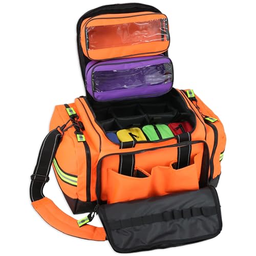 Lightning X Stocked X-Large Modular EMT Medic Trauma Bag w/Emergency Medical Fill Kit Supplies - Orange - color: Orange