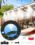 Lekit Misters for Outside Patio 27.5FT(8.4M)+8 Brass Mist Nozzles+a Brass Adapter(3/4") Detachable Outdoor misting Cooling System for Garden, Waterpark, Greenhouse, Backyard - size: 27.5 feet