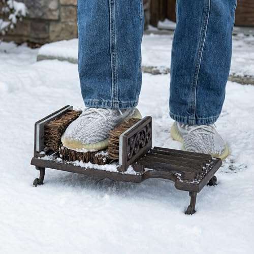 Boot Scraper Outdoor Shoe Brush with Flaps,Cleaning Heavy-Duty Shoe Cleaner and Boot Scrubber for Mud,Dirt, Snow,Durable Weather-Resistant Outdoor Shoe Cleaning Tool - color: Dark Coffee 16‘’