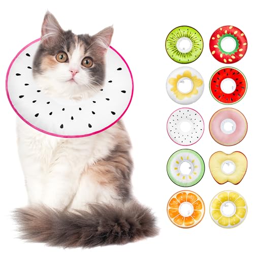 Cat Cone Collar Soft, Cat Recovery Cone (Dragonfruit, L) | Stop Licking, Cute Kitten Donut Collar After Surgery, Elizabethan Collars for Kittens, Lightweight Cats Neck Cones - color: Dragonfruit, size: Large