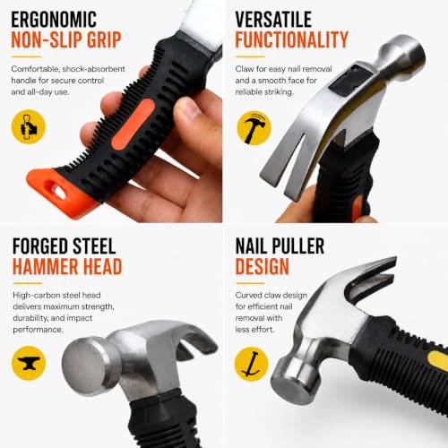 8 Inch Small Livestock Hoof Trimming Tool Kit 2PCS Heavy Duty Hoof Care Set | Double Sided High Carbon Steel Hoof Rasp, Mini Claw Hammer Nail Puller For Goats, Sheep, Mini Horses Donkeys-Farrier Tools