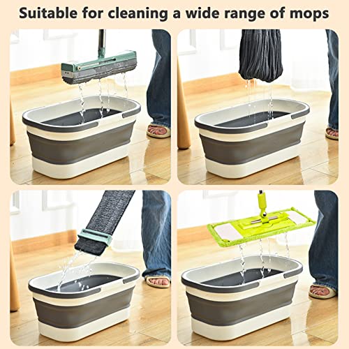 Goderewild Collapsible Plastic Bucket with Wheels 12L (3.17 Gallon) for House Cleaning, Camping, and RV - Multi-Purpose Rectangular Handy Basket for Cleaning Mop - Lightweight and Portable (Blue) - color: 12l-blue