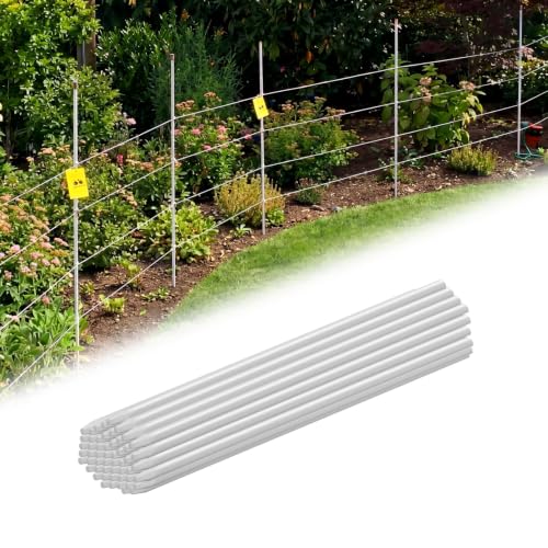 20 Pcs Fiberglass Fence Posts 3/8" x 36" White Fiberglass Rods Garden Stakes Fencing for Plants Tree Stakes DIY Projects Crafts Livestock Containment Temporary Electric Fence - size: 3/8" X 36"