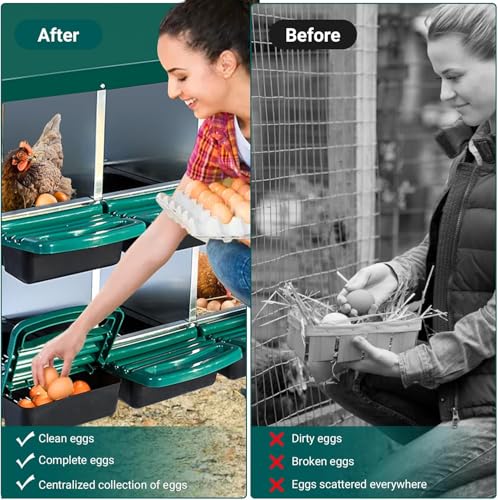 Chicken Nesting Boxes,6 Compartment Nesting Boxes for Laying Eggs,Wall Mount Poultry Roll Away Chicken Laying Boxes,Easy Egg Collection,Cleanable Pull Out Hen Roosting Boxes