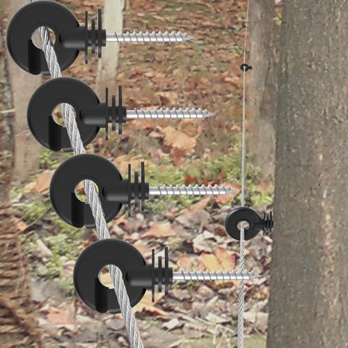 300 Pcs Black Electric Fence Insulator Screw-in Insulator Fence Ring Post Wood Post Insulator and 2 Pc Free Insulator Socket Tool (Grid System Accessories for Animal Husbandry Electronic)
