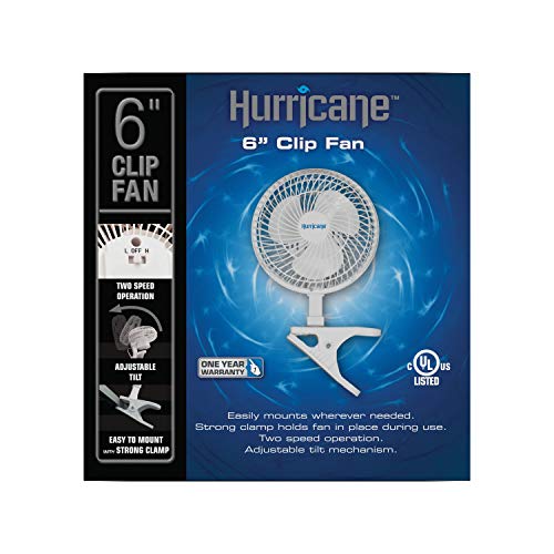 Hurricane Classic Clip Fan with Tilt, 2 Speeds, White, 6in | Portable Mini Desk Table Fan for Home, Office or Travel - style: 6" Classic Clip Fan