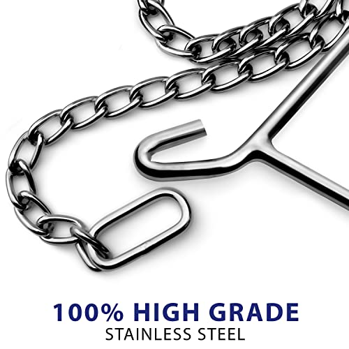 Durable OB Handle Apparatus with 2 Handle Puller Hooks and 2 Chains - Stainless Steel for Cow, Goat, and Cattle Delivery Instruments on Dairy Farms, 45 Inch - size: 45 Inch