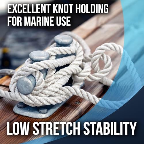 2205lbs Heavy Duty PP/Polyester/Nylon Rope, White, 5/16inX98FT | Weather-Resistant & Waterproof Rope for Pool, Camping, Construction & Rigging Applications - color: White, size: 5/16in X 98FT