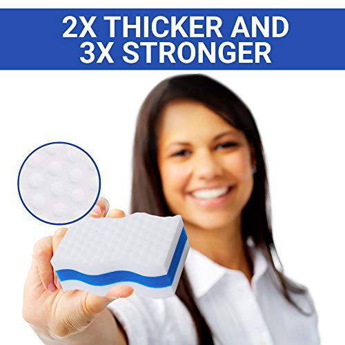 (25 Pack) Extra Durable Eraser Sponge by SCRUBIT - Kitchen, Bathroom, Floor & Wall Cleaner -Melamine Magic Cleaning Sponges - Extra Thick Erasers, Best Cleaning Supplies for The Toughest Stains & Dirt