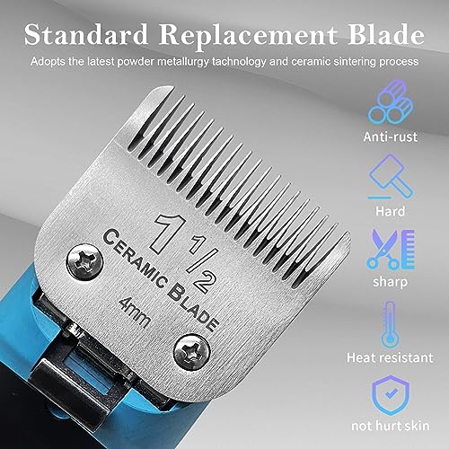 1-1/2 Replacement Blade compatible with Oster Classic 76/Andis dog Clipper | Cut Length 5/32"(4mm),2 Pack,Compatible with Andis/oster Classic 76/Star-Teq/Power-Teq/A5 Clipper - color: SIZE 1-1/2(PACK)