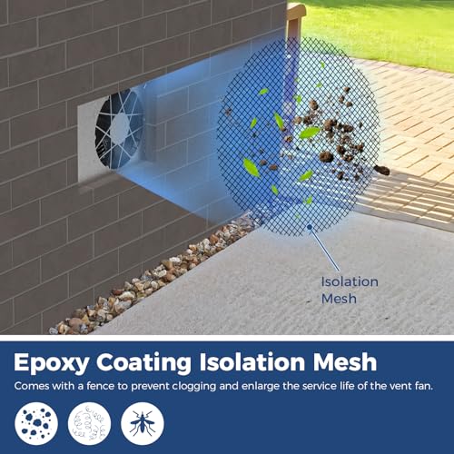 ALORAIR 540CFM Crawl Space Ventilator Fan with Humidistat & Thermostat | 8.7 Inch Basement Vent Fan with Freeze Protection, IP-55 Rated Isolation Mesh for Crawlspace, Garage, Attic, Exhaust - size: Medium