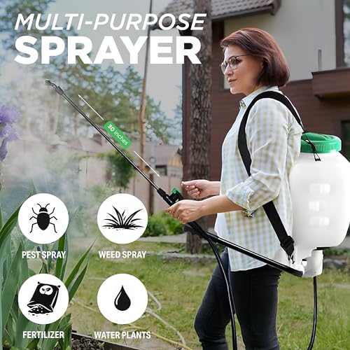 REALWORK 4-Gallon Backpack Sprayer with Padded Shoulder Strap for Pests & Weeds, Watering Garden, and Spraying Plants, in Translucent White - size: 4 gallon