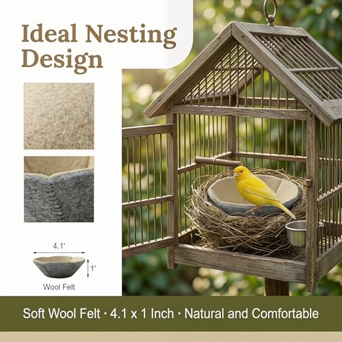 2 Pack 4.1 Inch Wool Felt Bird Nesting Pads for Canary Finch Parakeet | Soft Wool Felt Bird Nesting Material Provides A Warm And Breathable Breeding Environment For Canary, Finch And Parakeet.