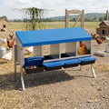 Garvee 4-Hole Roll Away Egg Collection Chicken Nesting Box | Galvanized Steel Nest Box for Laying Eggs - color: Blue, size: 4 holes with legs