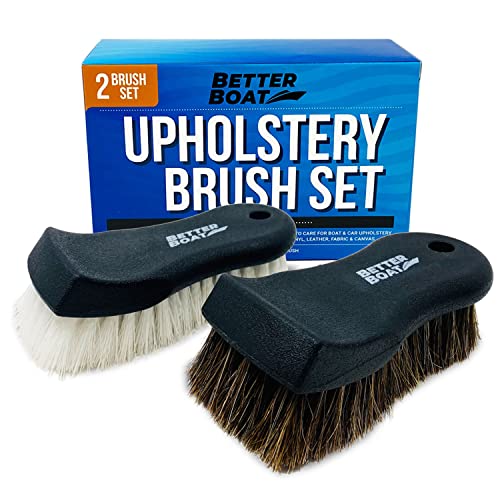 Upholstery Brush Set, Carpet and Car Cleaning Brushes, Horsehair Detailing | Brush for Upholstery Cleaner, Leather, Interior, Boat, Couch, and Sofa Cleaning