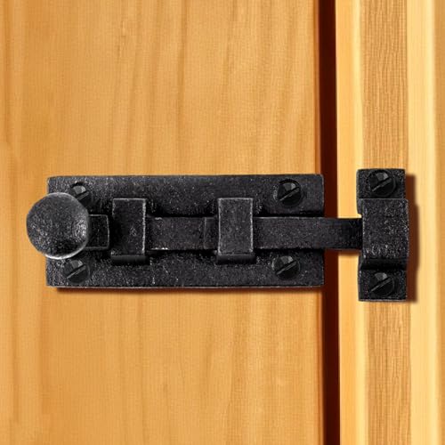 Renovators Supply Manufacturing Slide Bolt Latch 3 in. Black Wrought Iron Ball Tip Style Slide Bolt with Mounting Hardware Pack of 2 - size: Pack of 2, style: 3.5 inch - Ball Tip