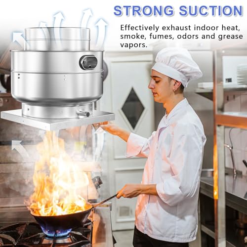 Roof Ventilator Restaurant Hood Grease Rated Exhaust Fan Direct Drive Centrifugal Upblast Exhaust Fan 1.5HP 5000 CFM 110 Volt Single Phase Motor - size: RDU14