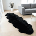 AOGELAN Fluffy Genuine New Zealand Sheepskin Rug Double Pelt/2'x 6' Black | Natural Fluffy Fuzzy Sheepskin Fur Area Rug,Chair Sofa Seat Cover,Living Room,Bedroom,Pets Dogs Mat,Pray Pup Mat,Yoga Mat - color: Black, size: 2' x 6' (Double Pelt)