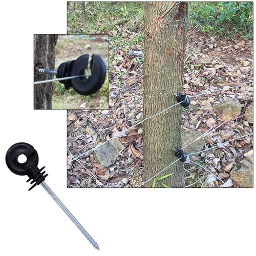 50x 5.9 Inch Electric Fence Wire Insulator Stand Off Screw in Insulator Fence Post Insulator Long Arm Wood Post Insulator for Tape Rope Electric Wire Animal Agricultural Garden Fence Black