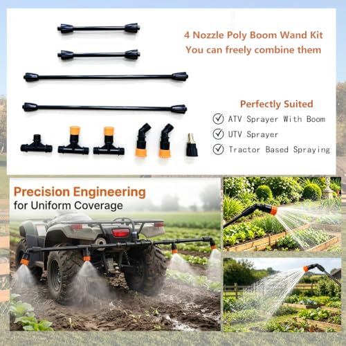 Boom Sprayer Kit for ATV UTV Sprayers | Broadcast Spray Boom Attachment with Adjustable 2 Nozzle Pattern, Up To 47.2 '' Wide Coverage Lawn Weed Control Sprayer Boom